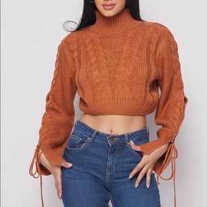 Long sleeve crop knit sweater